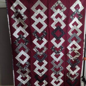 Merlot and Diamonds Handmade Lap Quilt